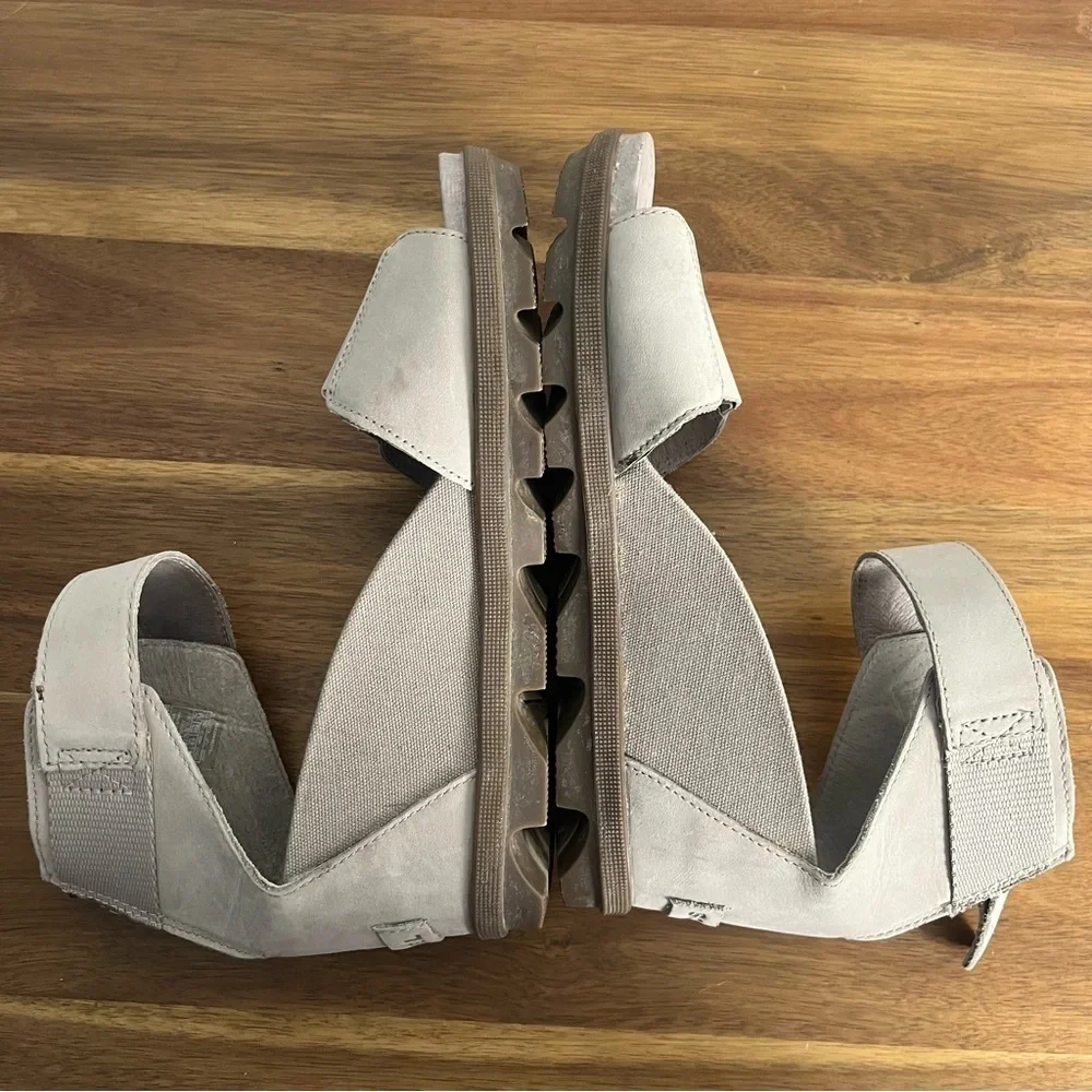 SOREL Joanie Leather Wedge Sandals in dove size 8.5 grey - Picture 6 of 9
